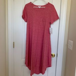 LuLaRoe Carly Dress: S Solid Pink Textured